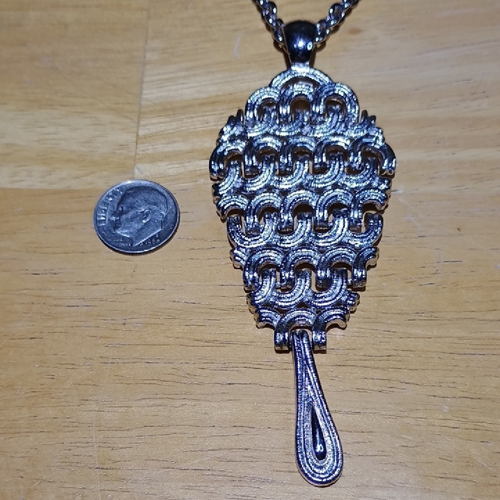 Monet Silver-Tone Textured Drop Pendant Necklace - Picture 2 of 5